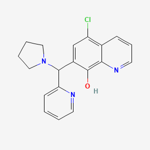 Chemical structure of 5-Chloro-7-[2-pyridinyl(1-pyrrolidinyl)methyl]-8-quinolinol