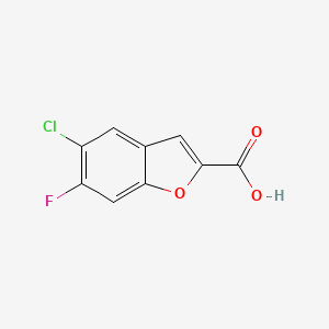 Chemical structure of 5-Chloro-6-fluoro-1-benzofuran-2-carboxylic acid