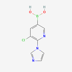 Chemical structure of 5-Chloro-6-(imidazol-1-yl)pyridine-3-boronic acid