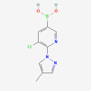 Chemical structure of 5-Chloro-6-(4-methyl-1H-pyrazol-1-yl)pyridine-3-boronic acid