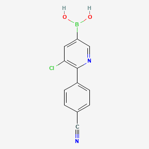 Chemical structure of 5-Chloro-6-(4-cyanophenyl)pyridine-3-boronic acid