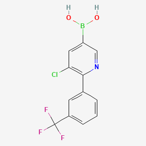 Chemical structure of 5-Chloro-6-(3-trifluoromethylphenyl)pyridine-3-boronic acid