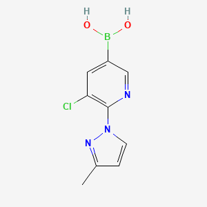 Chemical structure of 5-Chloro-6-(3-methyl-1H-pyrazol-1-yl)pyridine-3-boronic acid