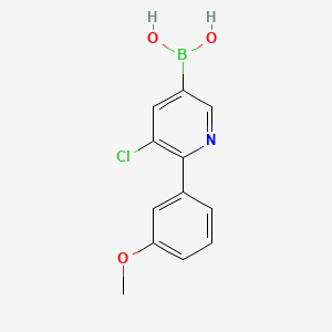 Chemical structure of 5-Chloro-6-(3-methoxyphenyl)pyridine-3-boronic acid