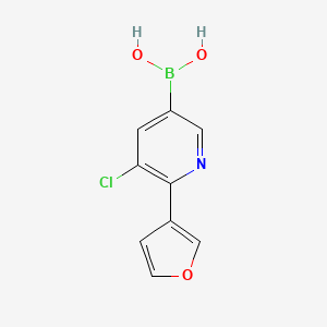 Chemical structure of 5-Chloro-6-(3-furyl)pyridine-3-boronic acid