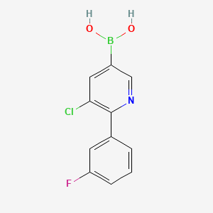 Chemical structure of 5-Chloro-6-(3-fluorophenyl)pyridine-3-boronic acid