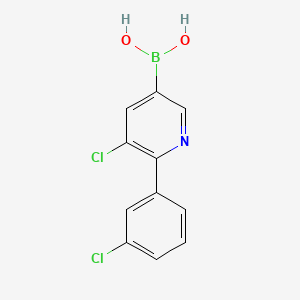 Chemical structure of 5-Chloro-6-(3-chlorophenyl)pyridine-3-boronic acid