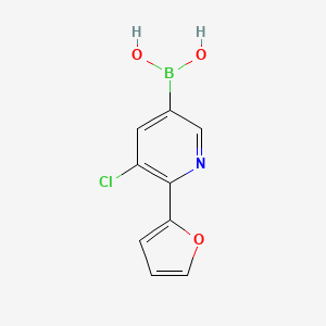 Chemical structure of 5-Chloro-6-(2-furyl)pyridine-3-boronic acid