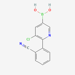 Chemical structure of 5-Chloro-6-(2-cyanophenyl)pyridine-3-boronic acid