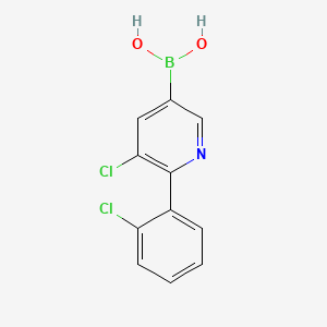 Chemical structure of 5-Chloro-6-(2-chlorophenyl)pyridine-3-boronic acid