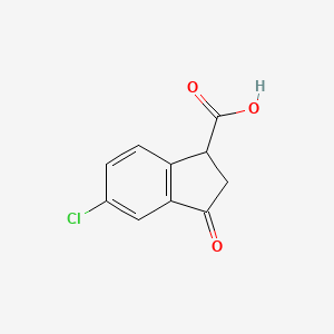 Chemical structure of 5-Chloro-3-oxo-2,3-dihydro-1H-indene-1-carboxylic acid
