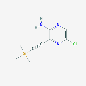 Chemical structure of 5-Chloro-3-((trimethylsilyl)-ethynyl)pyrazin-2-amine
