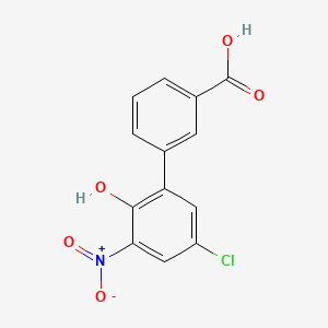 Chemical structure of 5'-Chloro-2'-hydroxy-3'-nitro-[1,1'-biphenyl]-3-carboxylic acid
