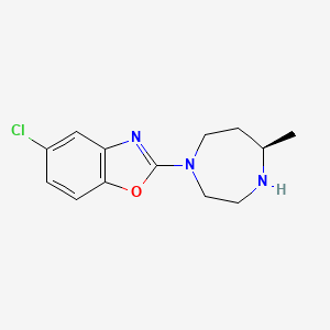 Chemical structure of 5-chloro-2-[(5R)-5-methyl-1,4-diazepan-1-yl]-1,3-benzoxazole