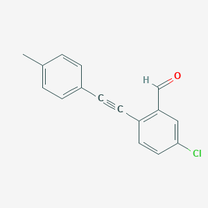 Chemical structure of 5-chloro-2-(p-tolylethynyl)benzaldehyde