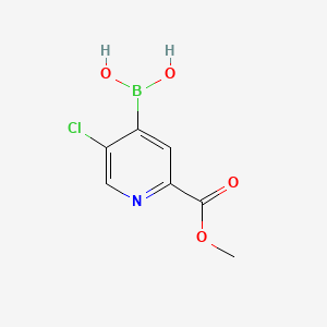 Chemical structure of 5-Chloro-2-(methoxycarbonyl)pyridine-4-boronic acid