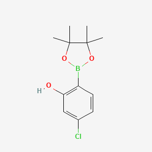 Chemical structure of 5-Chloro-2-(4,4,5,5-tetramethyl-1,3,2-dioxaborolan-2-yl)phenol
