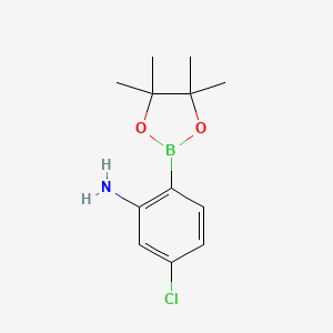 Chemical structure of 2-Amino-4-chlorophenylboronic acid pinacol ester