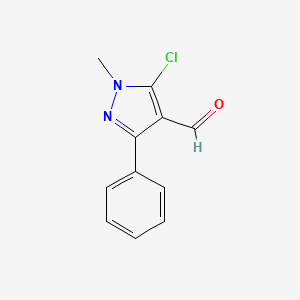 Chemical structure of 5-Chloro-1-methyl-3-phenyl-1H-pyrazole-4-carbaldehyde