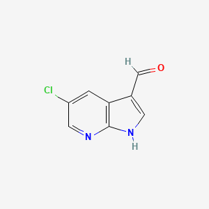 Chemical structure of 5-Chloro-1H-pyrrolo[2,3-b]pyridine-3-carbaldehyde