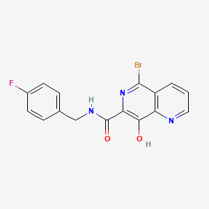 Chemical structure of 5-Bromo-N-(4-fluorobenzyl)-8-hydroxy-1,6-naphthyridine-7-carboxamide