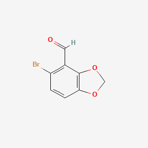 Chemical structure of 5-Bromo-1,3-benzodioxole-4-carboxaldehyde