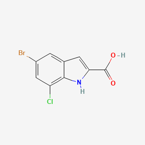Chemical structure of 5-Bromo-7-chloro-1H-indole-2-carboxylic acid