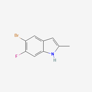 Chemical structure of 5-Bromo-6-fluoro-2-methyl-1H-indole