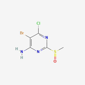 Chemical structure of 5-Bromo-6-chloro-2-methanesulfinylpyrimidin-4-amine