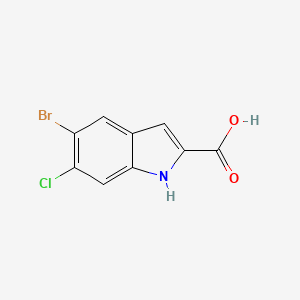Chemical structure of 5-Bromo-6-chloro-1H-indole-2-carboxylic acid