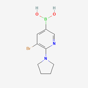 Chemical structure of 5-Bromo-6-(pyrrolidino)pyridine-3-boronic acid