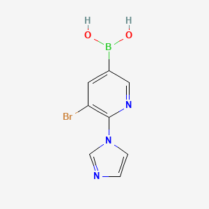 Chemical structure of 5-Bromo-6-(imidazol-1-yl)pyridine-3-boronic acid