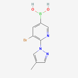 Chemical structure of 5-Bromo-6-(4-methyl-1H-pyrazol-1-yl)pyridine-3-boronic acid