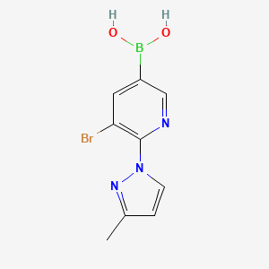 Chemical structure of 5-Bromo-6-(3-methyl-1H-pyrazol-1-yl)pyridine-3-boronic acid