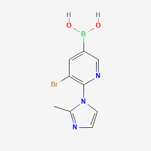 Chemical structure of 5-Bromo-6-(2-methylimidazol-1-yl)pyridine-3-boronic acid