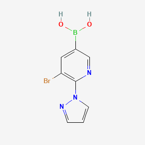 Chemical structure of 5-Bromo-6-(1H-pyrazol-1-yl)pyridine-3-boronic acid