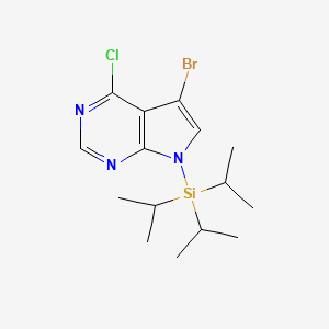 Chemical structure of 5-Bromo-4-chloro-7-(triisopropylsilyl)-7H-pyrrolo[2,3-d]pyrimidine