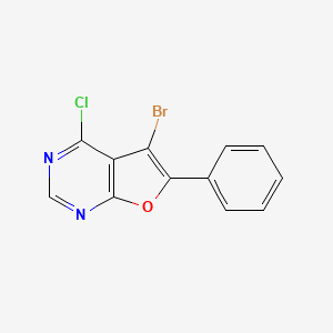 Chemical structure of 5-Bromo-4-chloro-6-phenylfuro[2,3-d]pyrimidine