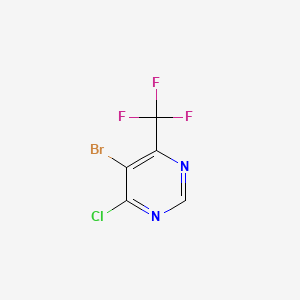 Chemical structure of 5-Bromo-4-chloro-6-(trifluoromethyl)pyrimidine
