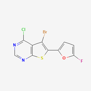 Chemical structure of 5-Bromo-4-chloro-6-(5-fluorofuran-2-yl)thieno[2,3-d]pyrimidine