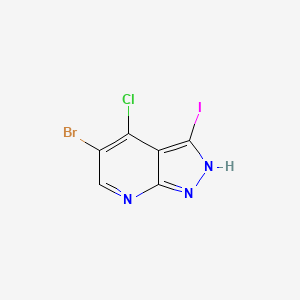 Chemical structure of 5-Bromo-4-chloro-3-iodo-1H-pyrazolo[3,4-b]pyridine