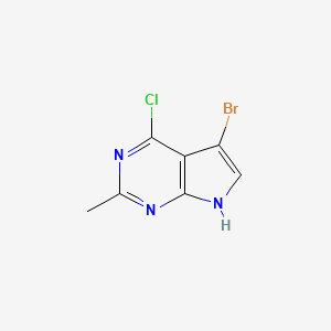 Chemical structure of 5-Bromo-4-chloro-2-methyl-7H-pyrrolo[2,3-d]pyrimidine