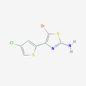 Chemical structure of 5-bromo-4-(4-chlorothiophen-2-yl)thiazol-2-amine