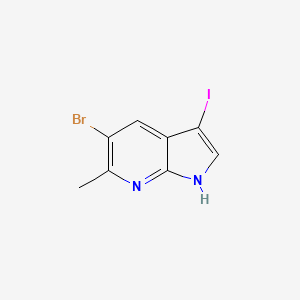 Chemical structure of 5-Bromo-3-iodo-6-methyl-1H-pyrrolo[2,3-b]pyridine