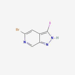 Chemical structure of 5-bromo-3-iodo-1H-pyrazolo[3,4-c]pyridine