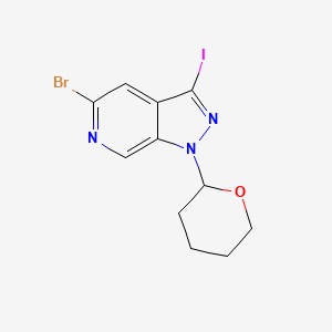 Chemical structure of 5-Bromo-3-iodo-1-(tetrahydro-2H-pyran-2-yl)-1H-pyrazolo[3,4-c]pyridine