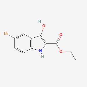 Chemical structure of 5-Bromo-3-hydroxy-1H-indole-2-carboxylic acid ethyl ester