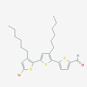 Chemical structure of 5''-Bromo-3',3''-dihexyl-[2,2':5',2''-terthiophene]-5-carbaldehyde