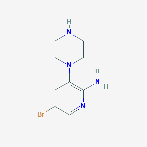 Chemical structure of 5-Bromo-3-(piperazin-1-yl)pyridin-2-amine