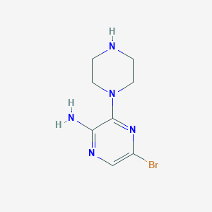 Chemical structure of 5-Bromo-3-(piperazin-1-yl)pyrazin-2-amine